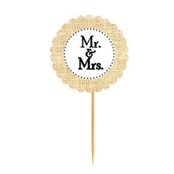 12 GLITTER MR & MRS JUST MARRIED WEDDING CUPCAKE TOPPERS GOLD SILVER 3 DESIGNS